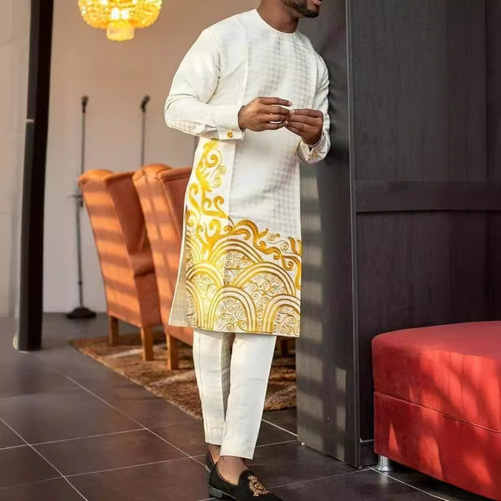 Men’s Casual Minimalist Printed African Suit